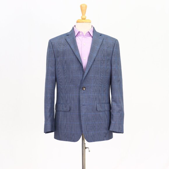 Chaps 40R Blue Blazer Sport Coat Jacket 2-Button Check T388 - Picture 1 of 11